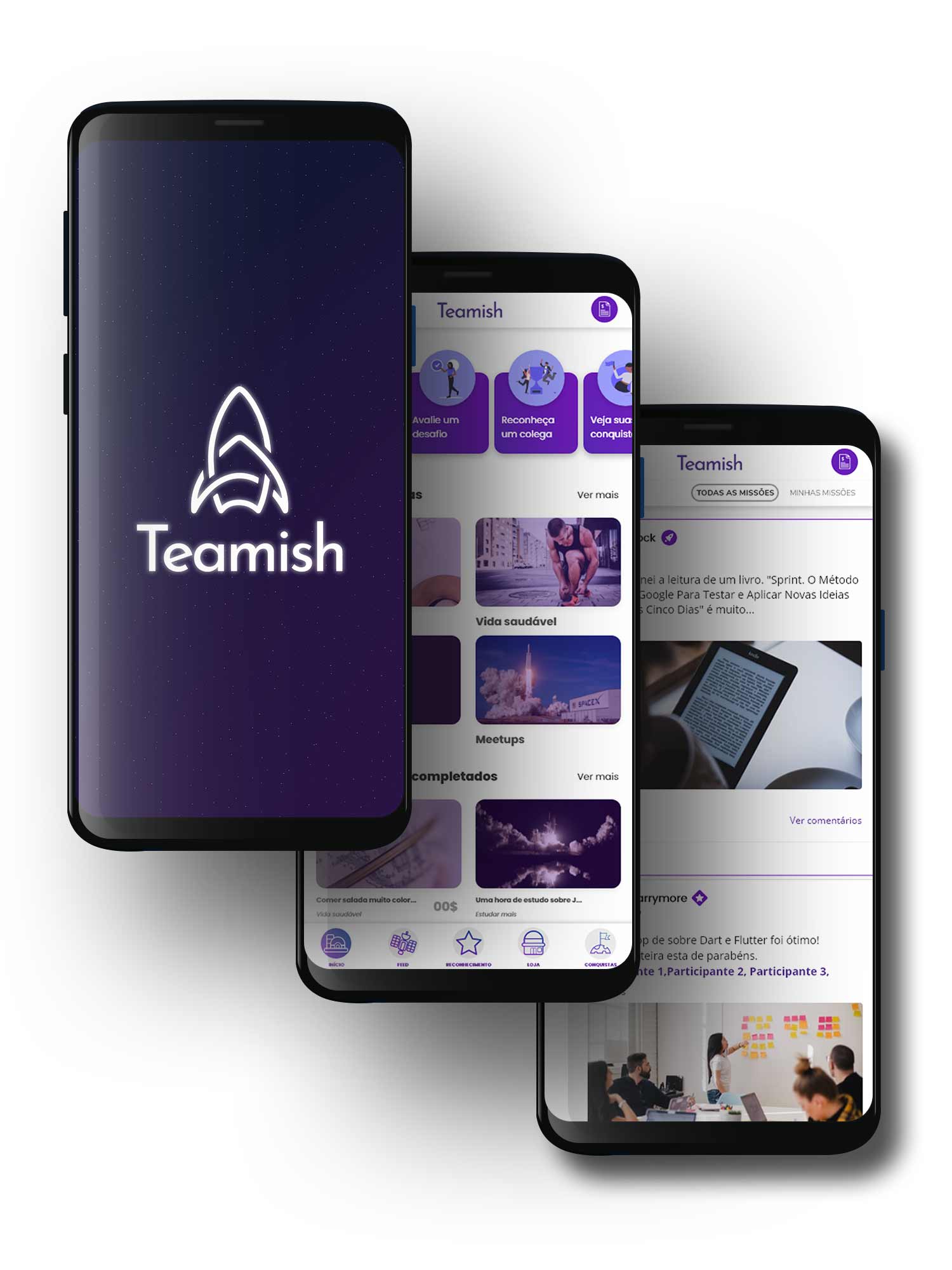 Cellphone with images of the Teamish features